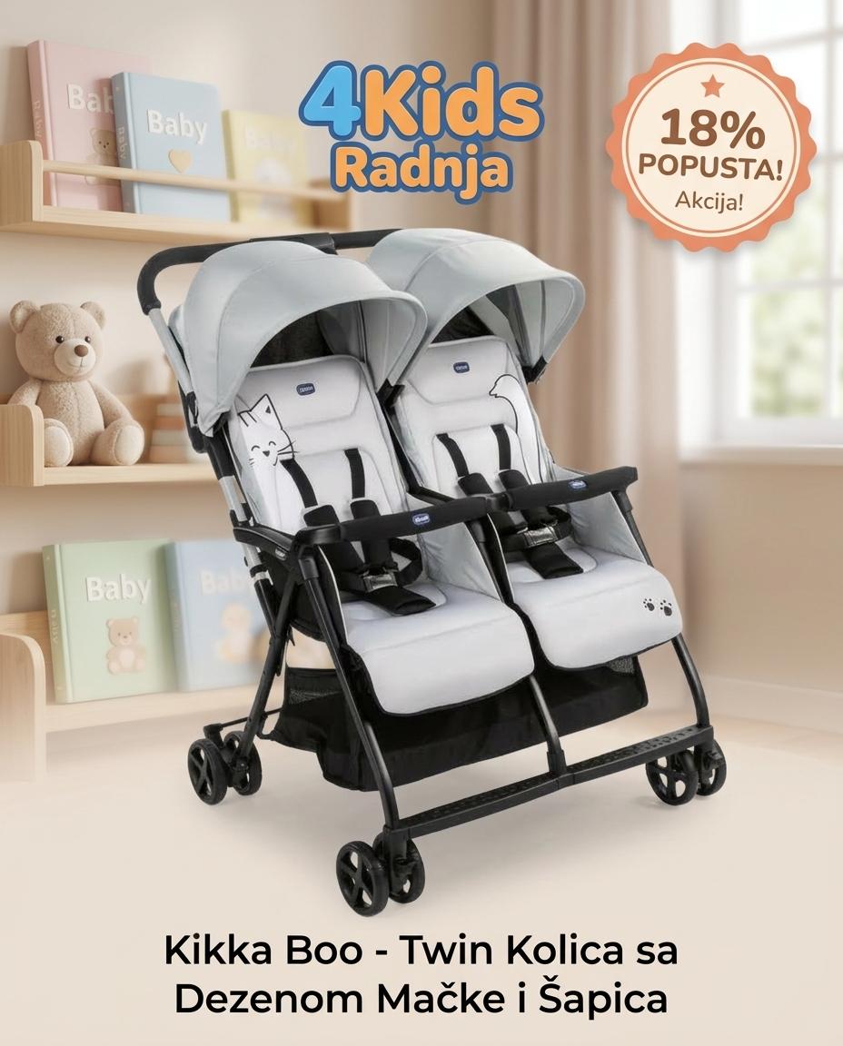 Chicco kolica za blizance Ohlala Silver Cat, 0m+ Chicco kolica za blizance Ohlala Silver Cat, 0m+